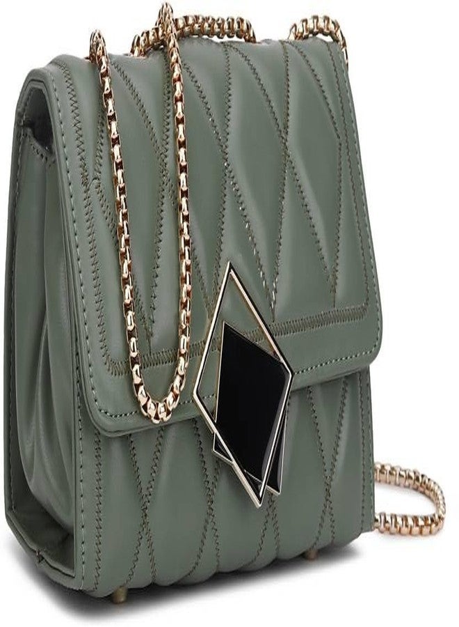 KRIFTY Cross Body Sling Bag for Women with Gold Chain (Green) - Image 1